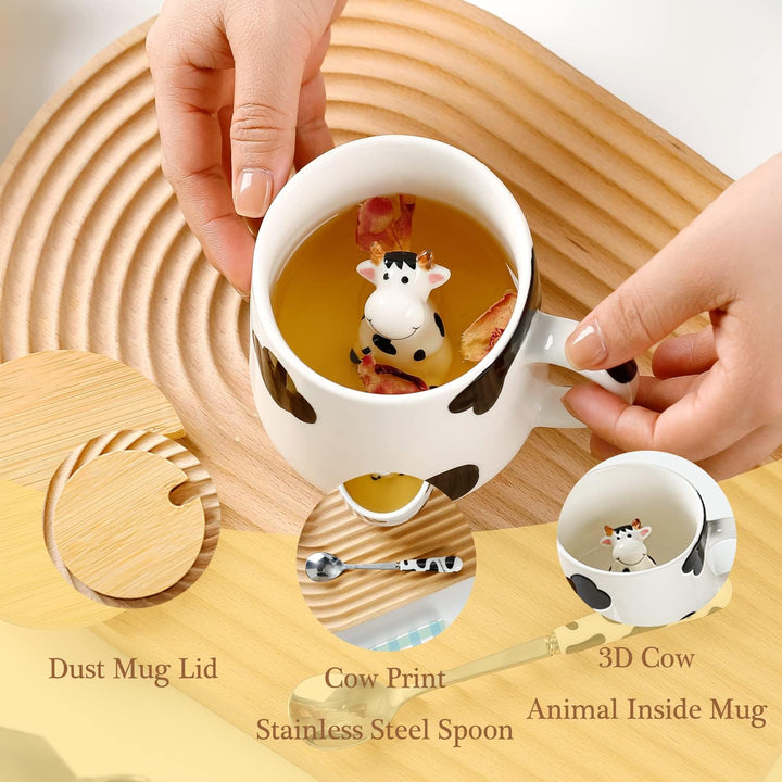 Süsse Sachen Keramik kuh Kaffeetasse Teetasse Mit Deckel Löffel Lustige Geschenke für Frauen Kaffeeb