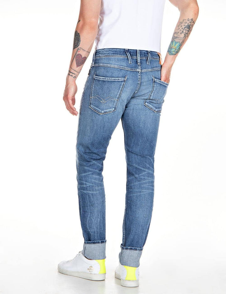 Replay Herren Jeans Anbass Slim-Fit mit Stretch 27W / 30L Medium Blue 009, 27W / 30L Medium Blue 009