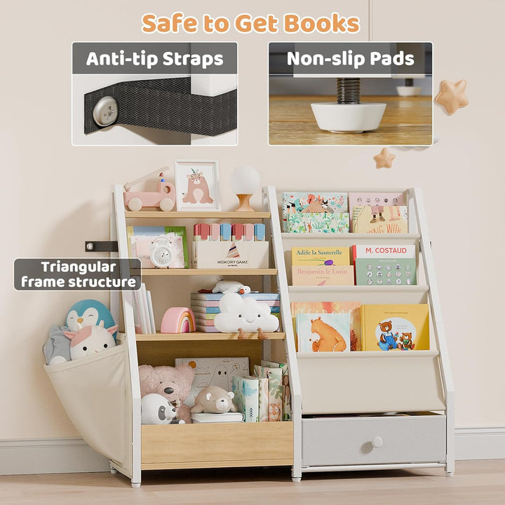 Kinder-Bücherregal und Spielzeugaufbewahrung – Bücherregal für Kinderzimmer, Kleinkind-Bücherregal f