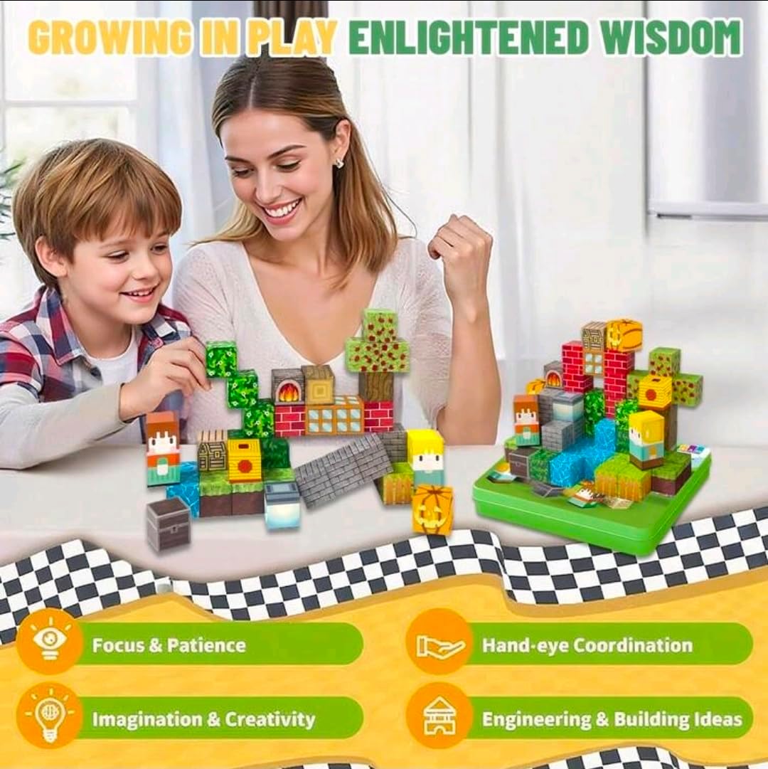 Magnetische Bausteine Kinder – Reiseset 49 Teile | Kreatives Lernspielzeug mit Tiermotiven | Magnet