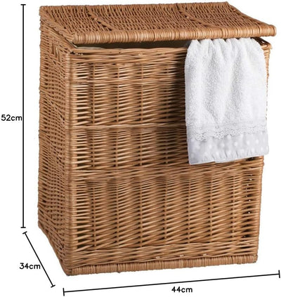 e-wicker24 Rechteckiger Wäschekorb, Wäschekorb aus Weide, Wäscheschrank, Wäschekorb mit Deckel, natu