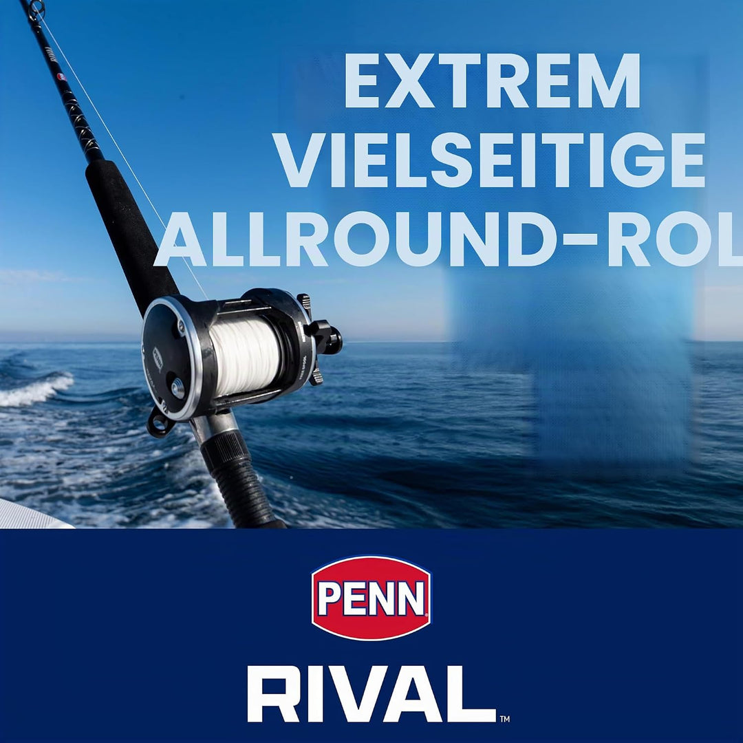 PENN Rival Level Wind Multirolle für Boote und Kajaks – Hochleistungs-Salzwasserrolle für Dorsch, Ba