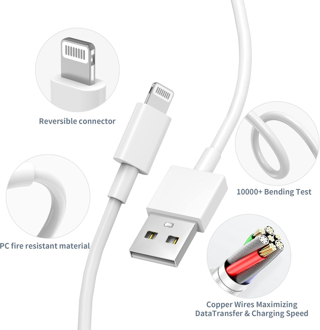 iPhone Ladekabel, USB Ladegerät, Kabel 2M 5V 2.1A für iPhone 11ProMax XR X XS 8 7 6 6S SE 5S 5C Plus