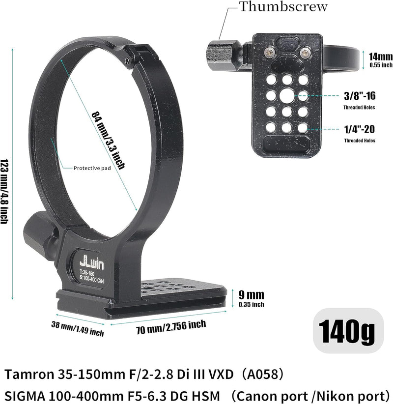 Hersmay Metall Objektiv Stativschelle für Tamron 35-150mm f/2-2.8 Di III VXD(A058), für Sigma 100-40