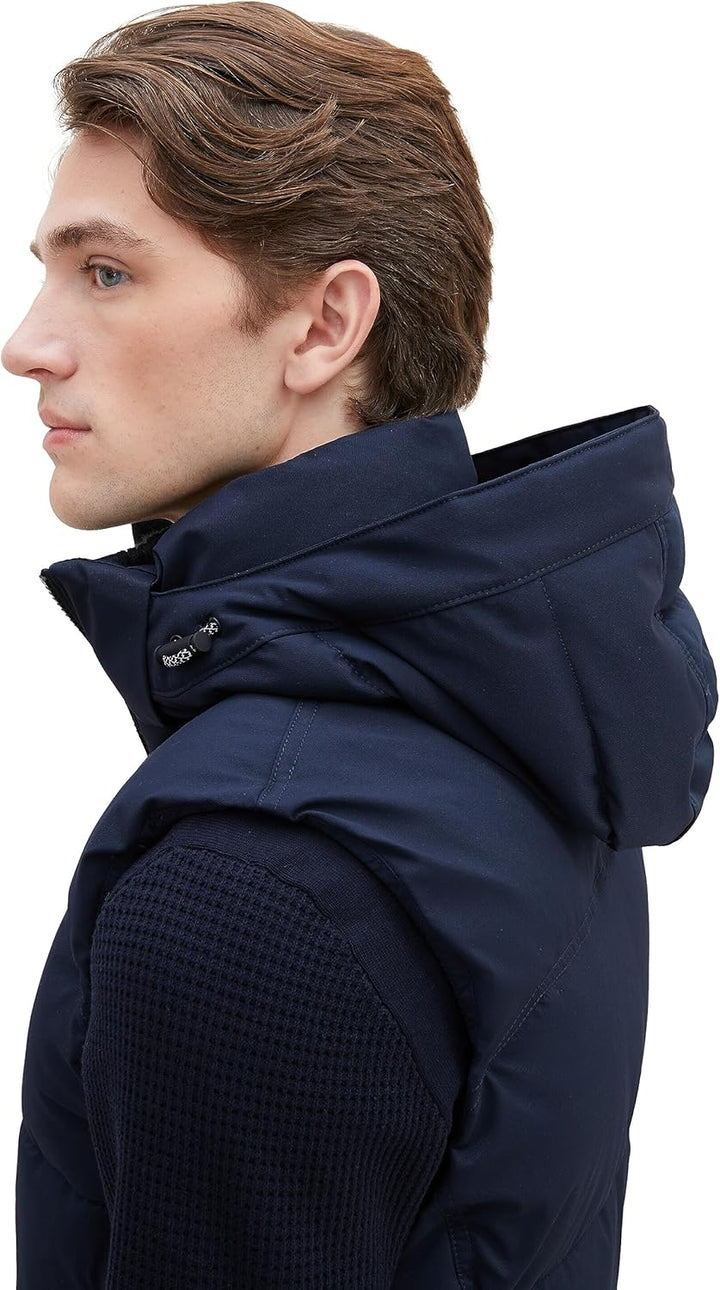 TOM TAILOR Herren Puffer Steppweste mit Abnehmbarer Kapuze L 10668-sky Captain Blue, L 10668-sky Cap