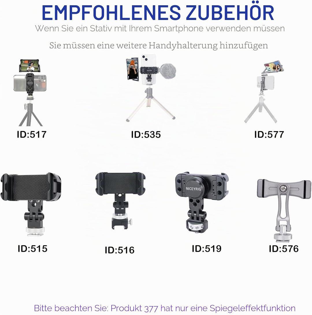 NICEYRIG Flip Screen Spiegelreflex Selfie Mirror für Kamera/Smartphone, Kamera-Flip-Bildschirm Faltb