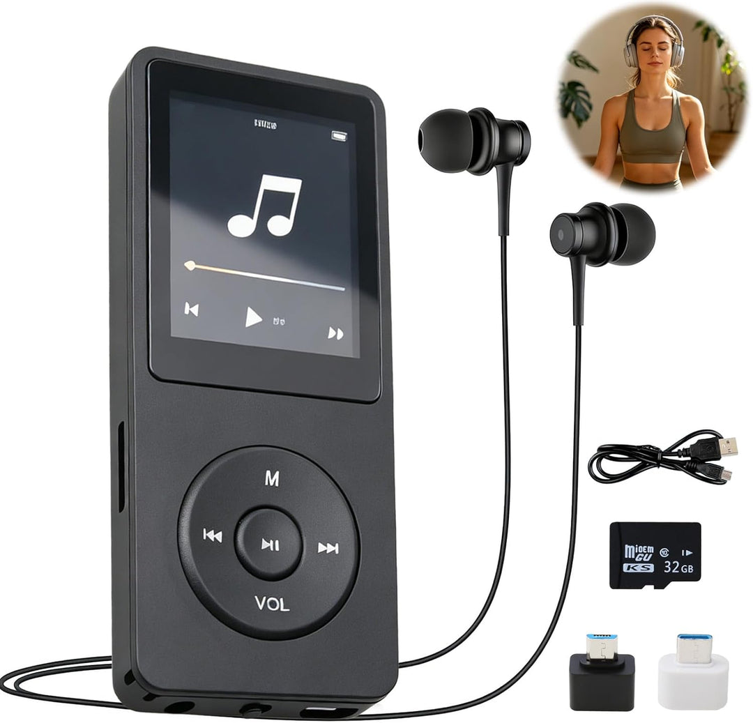 MP3 Player Bluetooth 5.3 mit 32 GB mit 1,8 Zoll Bildschirm HiFi 70 Std