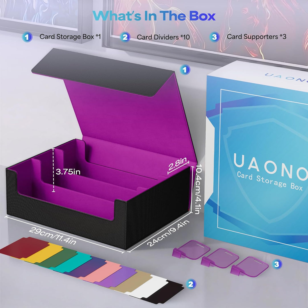 UAONO Karten-Aufbewahrungsbox für Sammelkarten, 1800+ PU-Leder, Commander Card Deck Case, Magnetvers