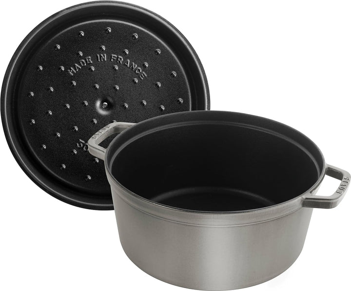 STAUB Gusseisen Bräter/Cocotte, Rund 30 cm, 8,35 L, Aromaregen Funktion, Für alle Herdarten geeignet
