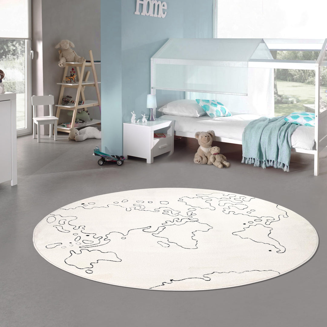 Teppich-Traum Kinderteppich Teppich Kinderzimmer rund Weltkarte Lernteppich weich pflegeleicht Spiel