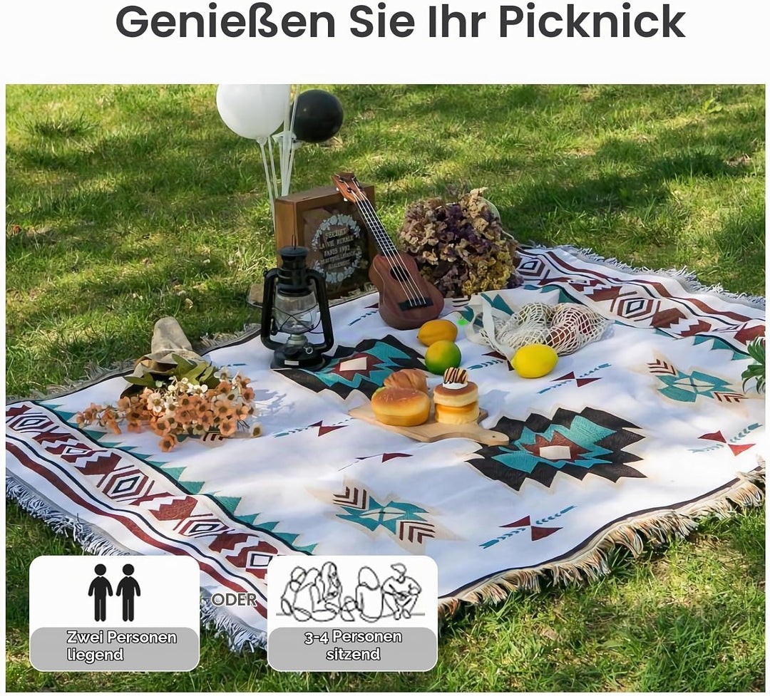 LumiSyne Baumwolle Gewebt Decke Überwurf Mit Quast Bohemian Ethno Stil Azteken Navajo Überwurfdecke