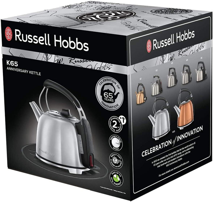 Russell Hobbs Wasserkocher Edelstahl Retro 65 Jahre Jubiläumsmodel,1,2l, 2400W, Schnellkochfunktion,
