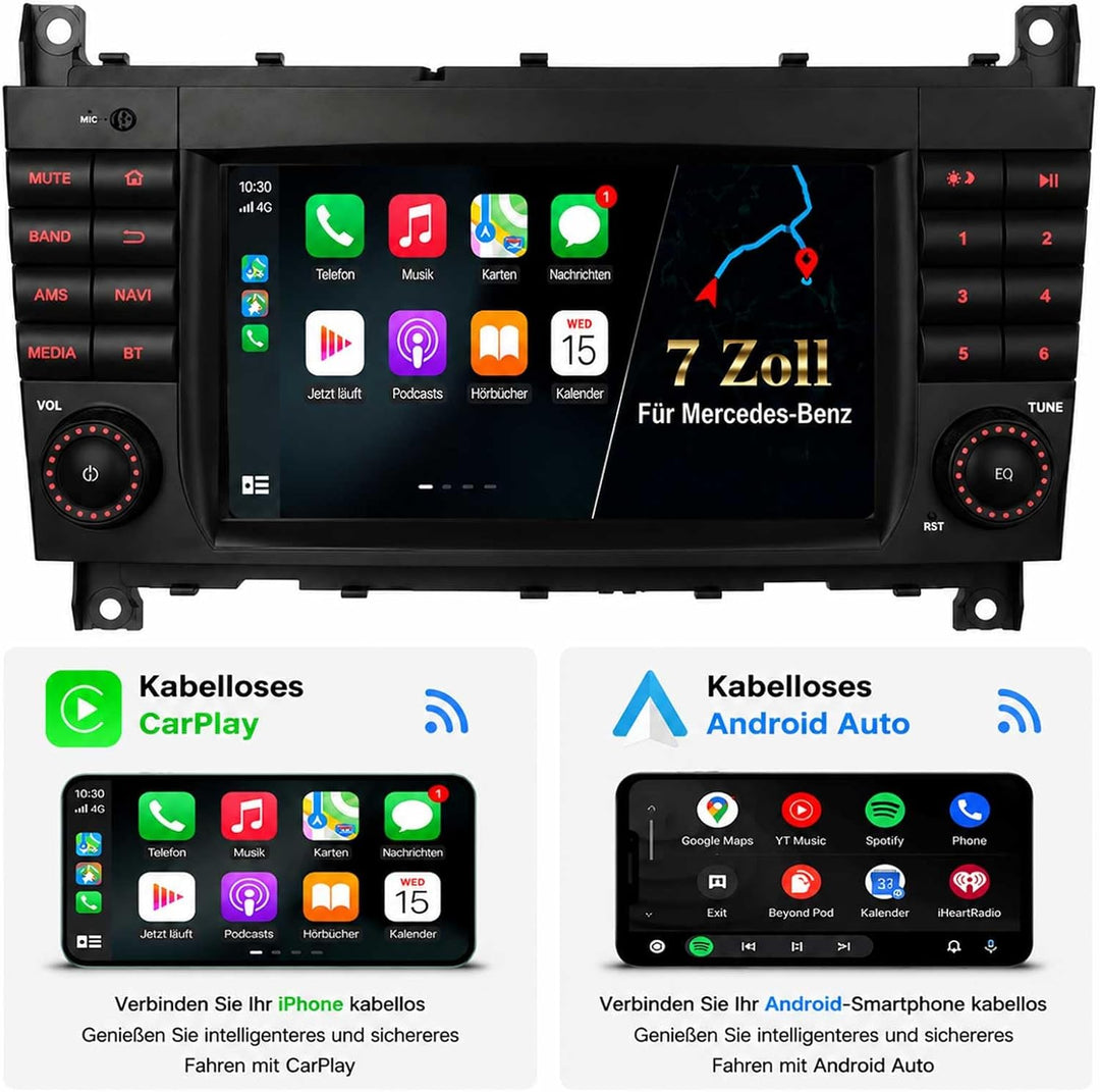 Erisin Android 11 Autoradio Mit GPS Navi für Mercedes Benz C-Klasse W203 CLC Klasse W203 C180 CLK Kl