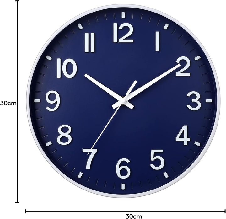 HZDHCLH 30cm Lautlos Wanduhr Schleichende Sekunde mit Arabisch Ziffer ohne Ticken für Dekoration Woh