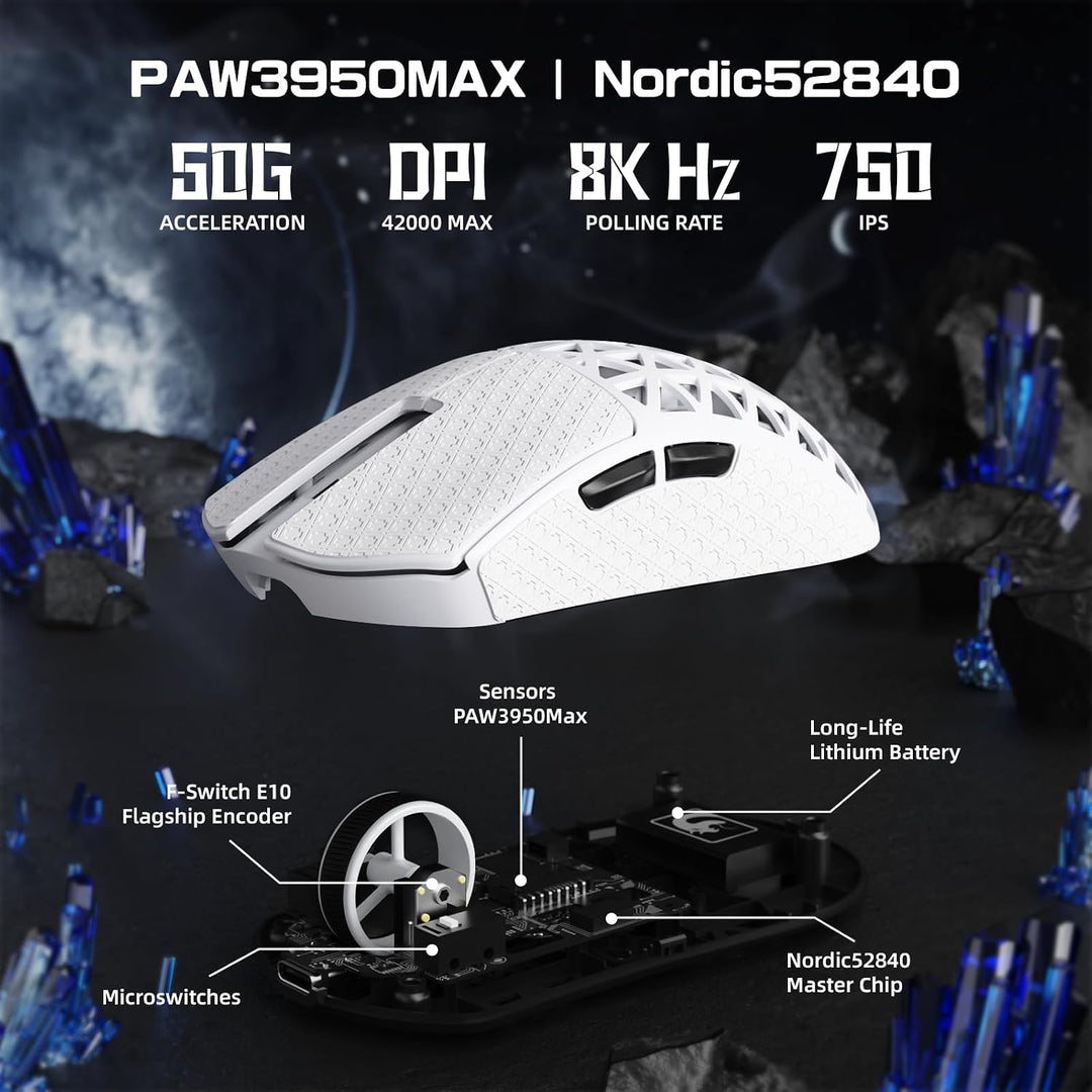 MAMBASNAKE M5 Ultra Carbon Fiber 8000Hz Kabellose Gaming-Maus mit Bis zu 42000 DPI, 39g Ultraleicht,