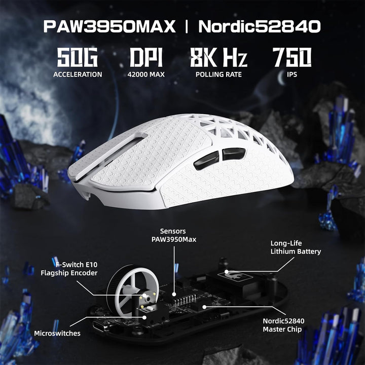 MAMBASNAKE M5 Ultra Carbon Fiber 8000Hz Kabellose Gaming-Maus mit Bis zu 42000 DPI, 39g Ultraleicht,