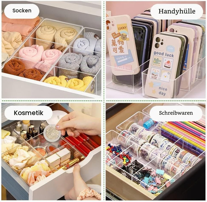 Kosmetik Organizer Set Make Up Organizer aus Acryl Schubladen Ordnungssystem mit 7 Fächern Stapelbar
