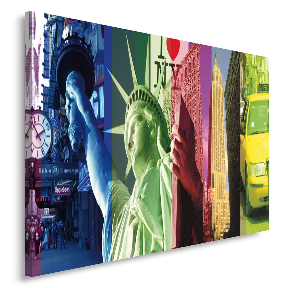 Feeby, Leinwandbild, Bilder, Wand Bild, Wandbilder, Kunstdruck 60x80cm, New York City, Freiheitsstat