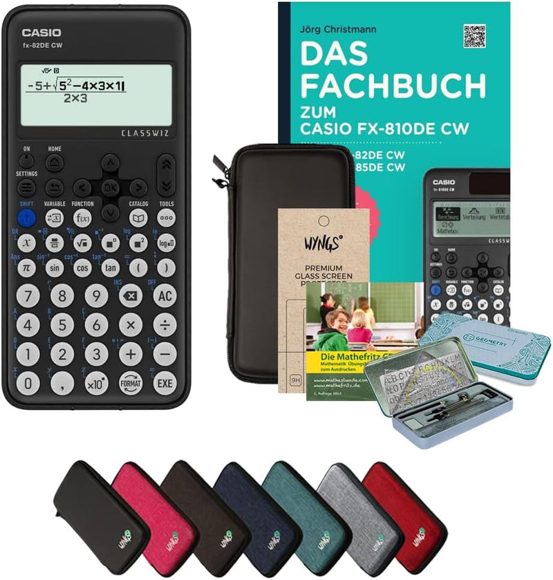 CALCUSO Streberpaket Schwarz mit Taschenrechner Casio FX-82DE CW (Deutsch) Schwarz Casio FX-82DE CW,