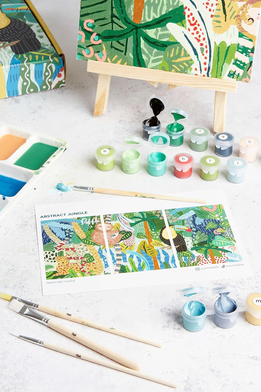Dabble Premium Set Malen nach Zahlen für Erwachsene - 3 Stück - Mit Zubehör: Leinwand, Rahmen, Acryl
