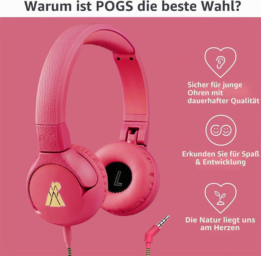 POGS-Kinderkopfhörer mit Kabel | The Elephant 2 | Faltbarer robuster Kinderkopfhörer ab 3 Jahren | L