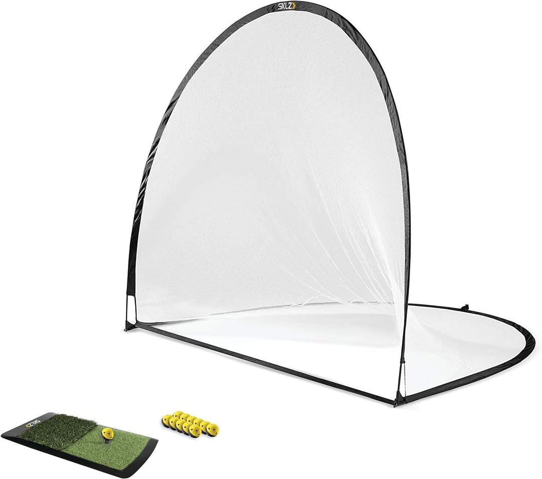 SKLZ Unisex-Adult Home Golf Driving Range Kit mit Netz, Golfbällen, Startrampe und Abschlägen, Schwa