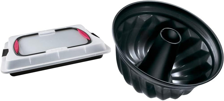 Zenker 7903 Blechkuchen-Container to go (Kuchenform: ca.425x295x75 mm), Menge: 1 Stück & Z6527 Gugel