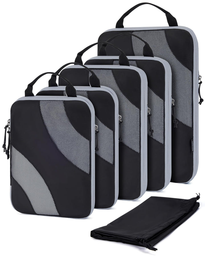 BAGSMART Packing Cubes Compression 6 Stück, Packwürfel Kompression Koffer Organizer Set, Travel Esse