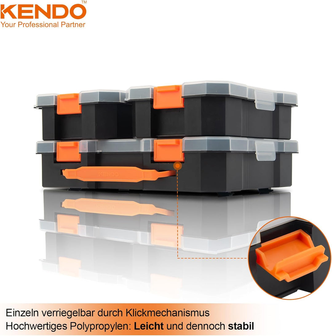 KENDO Sortierboxen für Kleinteile Set - 3-teilig - Sortimentskasten Schraubenbox Sortierkasten Sorti