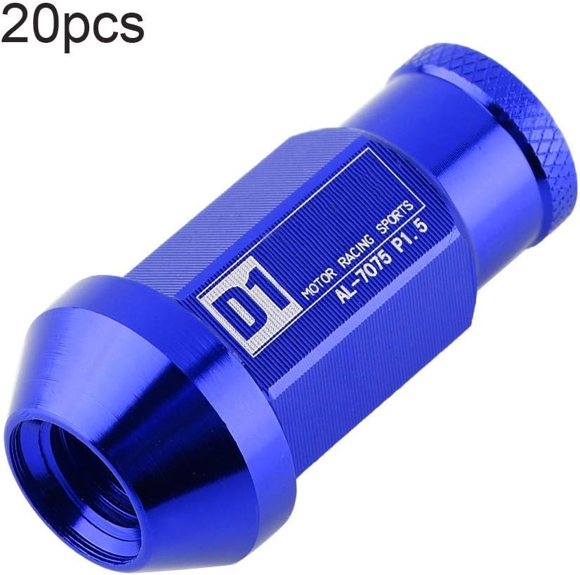 KIMISS Aluminium Autoreifenschraube, 20Pcs Radmuttern sichern Racing Radmutter M12X1.5(Blau)