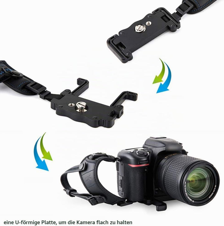 JJC Kamera Handschlaufe für DSLR Kameras Canon Nikon(mit U Typ Plate) Schwarz, Schwarz