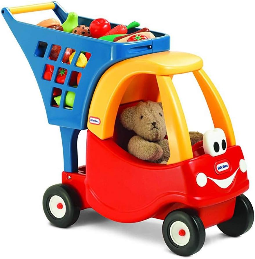 Little Tikes Cozy Einkaufswagen. Spielzeugrollwagen für Kinder ab 18 Monaten, Rot/Gelb