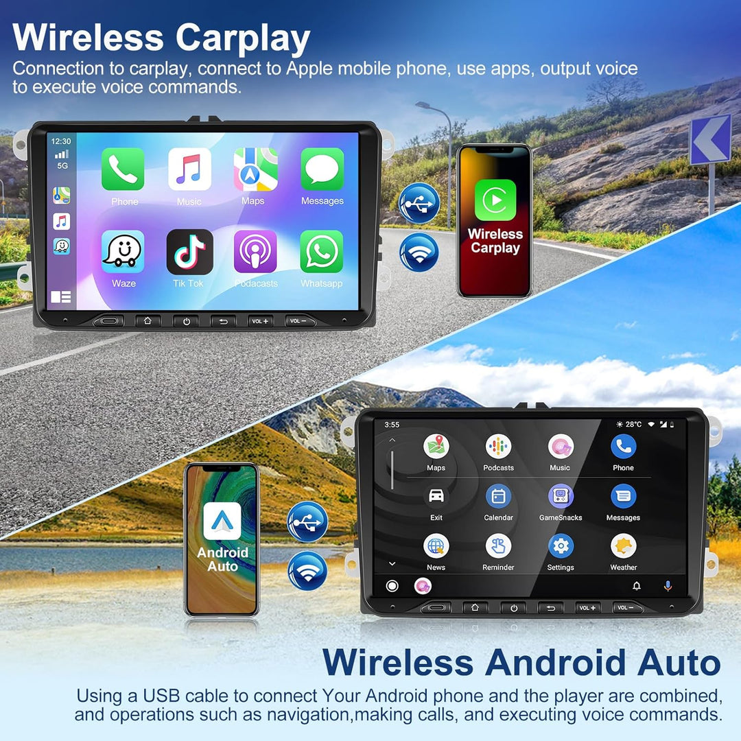 4+64G Motorsi Autoradio für VW Seat Passat Golf 5 6 Polo Skoda mit Apple Carplay Android Auto, 9-Zol