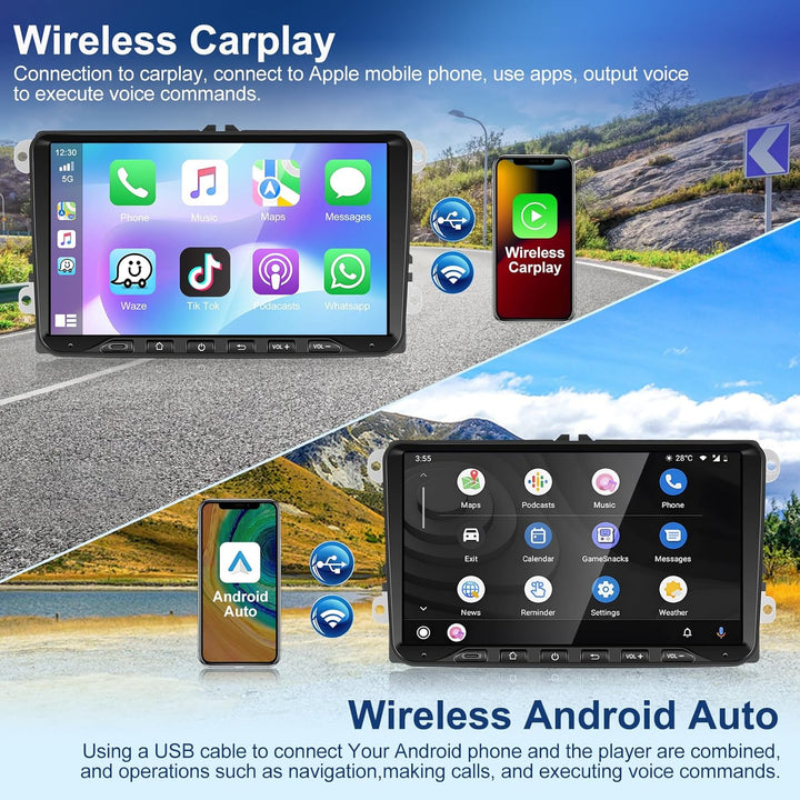 4+64G Motorsi Autoradio für VW Seat Passat Golf 5 6 Polo Skoda mit Apple Carplay Android Auto, 9-Zol
