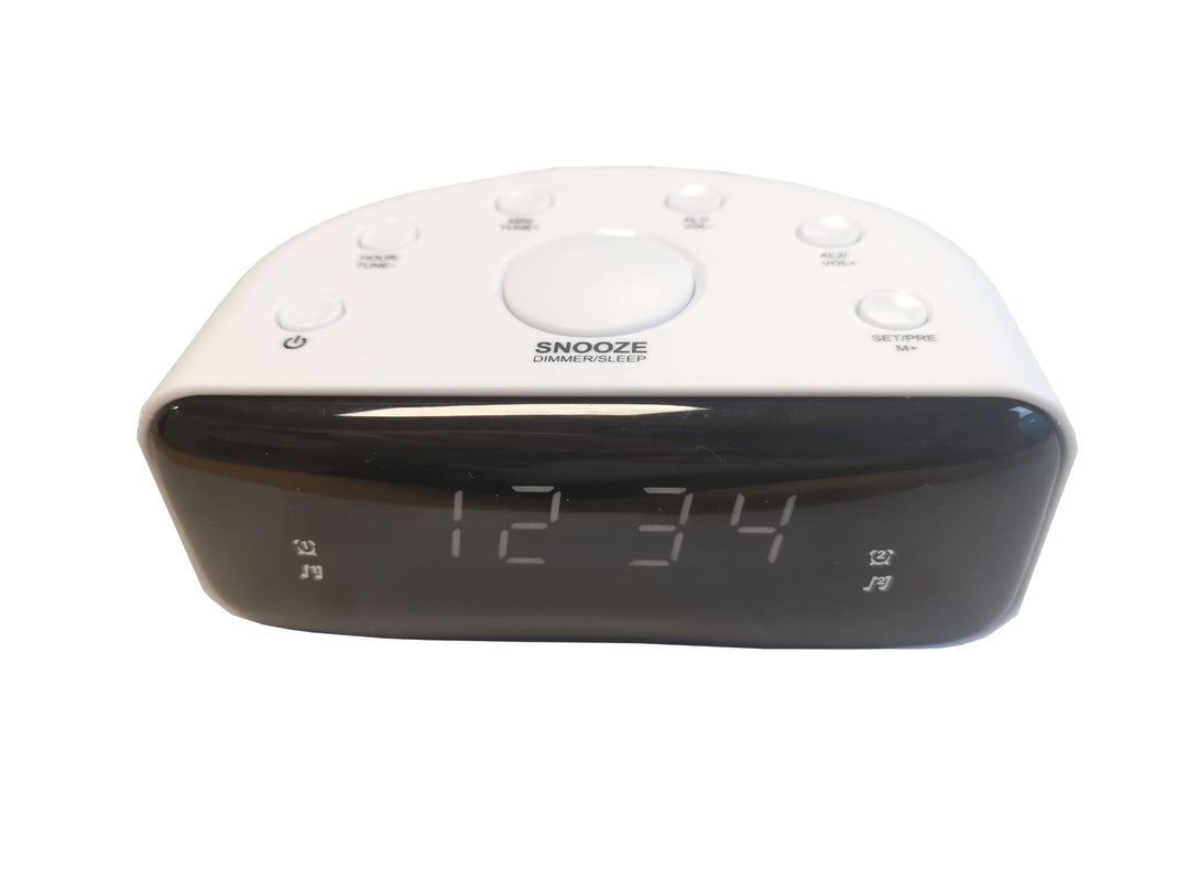 techno line WT469 Radiowecker mit 2 x Weckalarm (Radio oder Alarmton), Lautstärkeregler, Quarzuhr