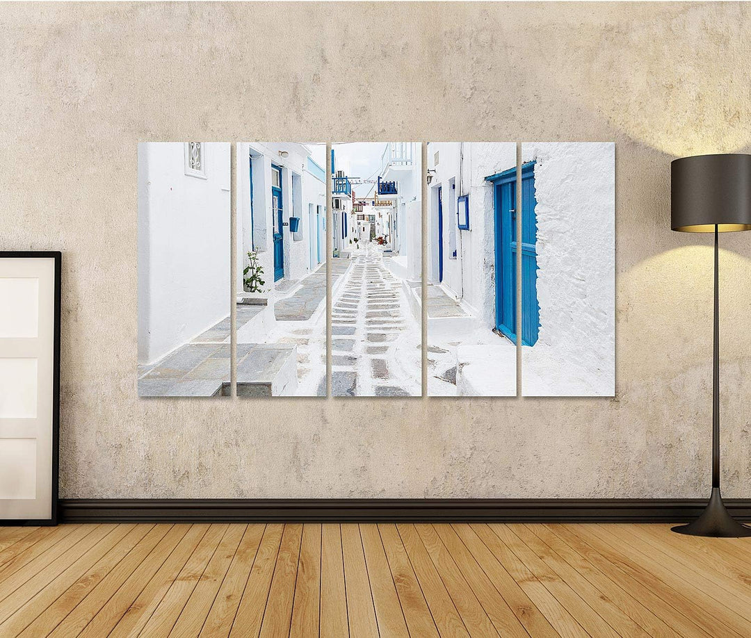 islandburner Bild auf Leinwand Mykonos Strassenansicht Griechenland Bilder Wandbilder Poster Leinwan