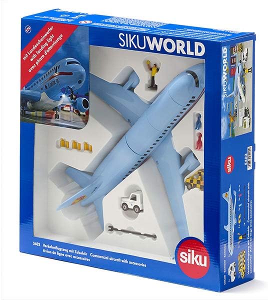 siku 5402, Verkehrsflugzeug mit Zubehör, Kunststoff, Hellblau, Viele Funktionen, Kombinierbar mit si