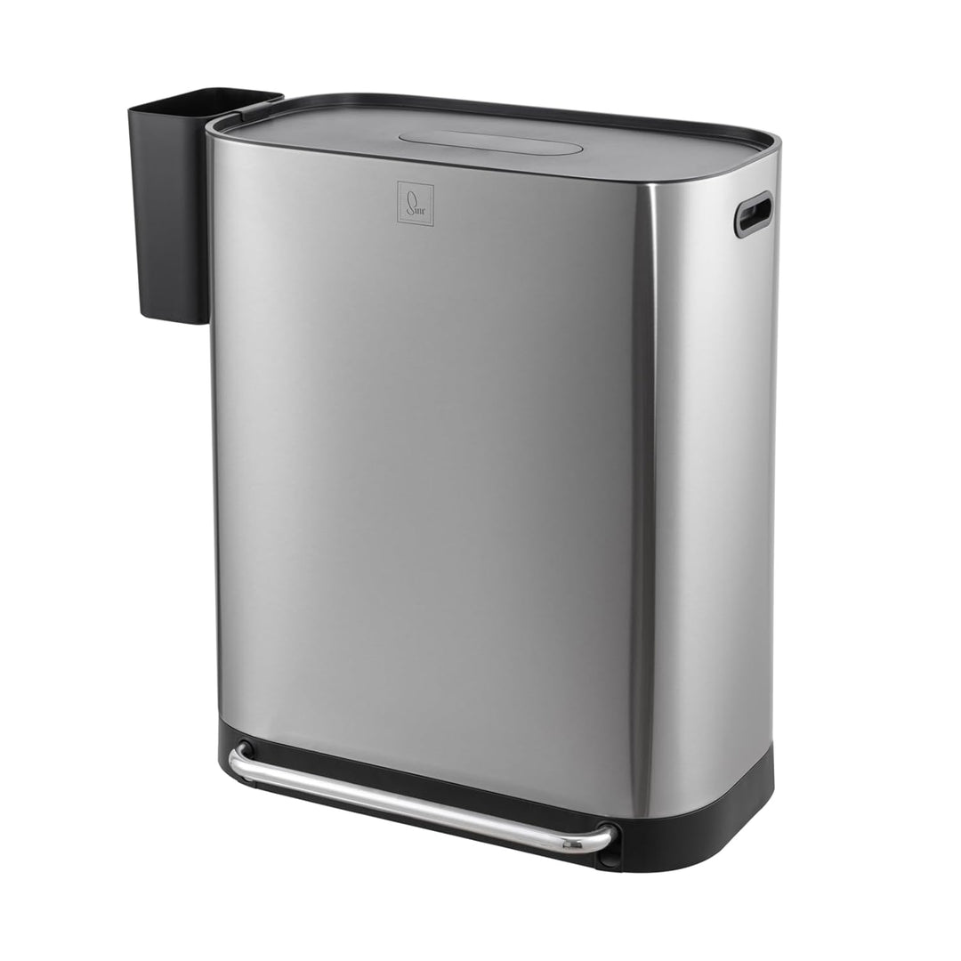 SVITA MLT2X30 Mülleimer 2 x 30 Liter Treteimer Abfalleimer 60 Liter mit 2 Fächern mit zusatz Fach fr