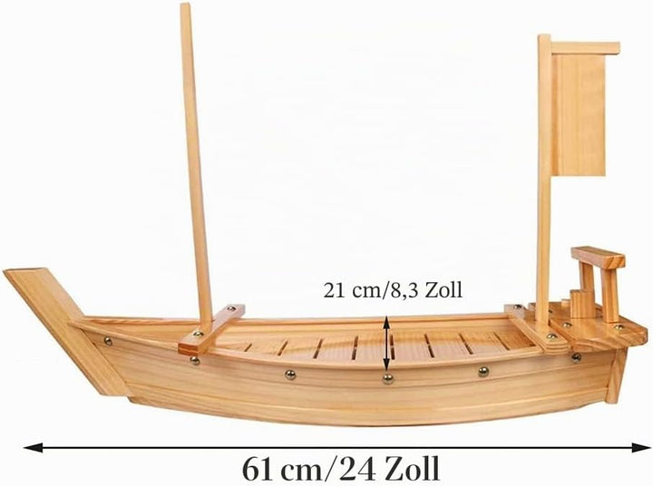 WINAKUI Sushi-Serviertablett aus Holz, 61 cm, Sushi-Teller für Restaurant oder Zuhause, grosses Sush