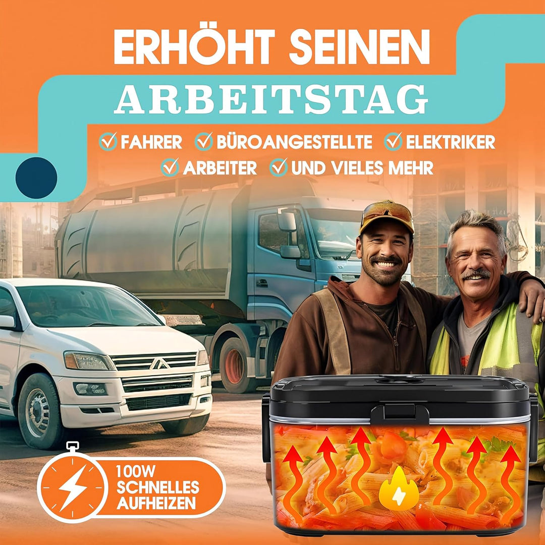 TRAVELISIMO XXL Elektrische Lunchbox Extra gross 1,8L Electric Lunch Box 80W, Warmhaltebox 3-in-1 Lu