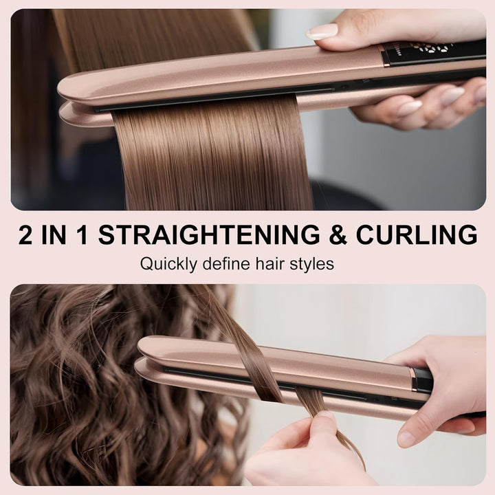 Glätteisen Haarglätter Ceramic Straight für glatte & glänzende Haare, 2 in 1 Glätteisen Locken und G