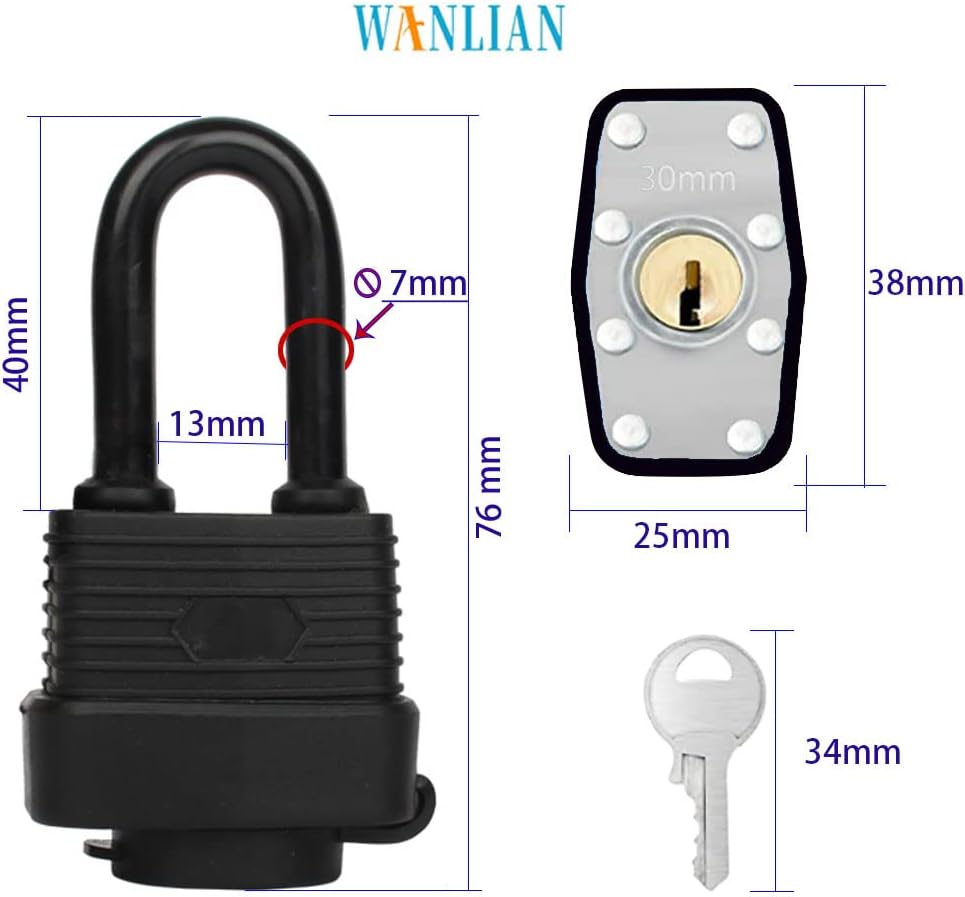 YUEHUA 4 Stück wasserdichtes Vorhängeschloss für den Aussenbereich, 40 mm, Sicherheitsschloss Vorhän