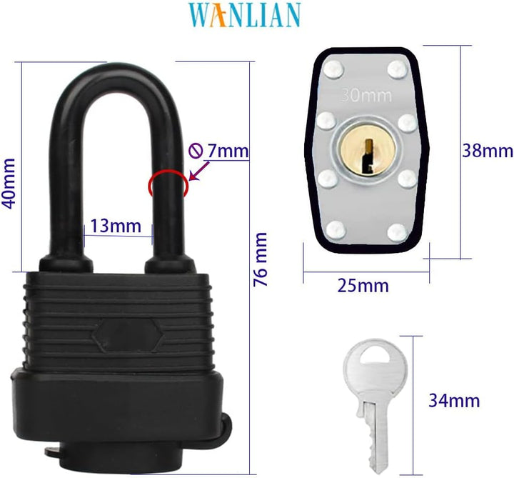 YUEHUA 4 Stück wasserdichtes Vorhängeschloss für den Aussenbereich, 40 mm, Sicherheitsschloss Vorhän