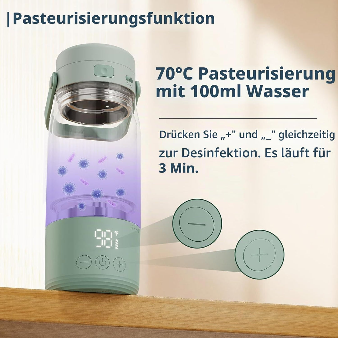 Tragbarer Flaschenwärmer Baby,Mobiler Wasserwärmer 500Ml Tragbarer Milchwärmer Präzise Temperaturreg