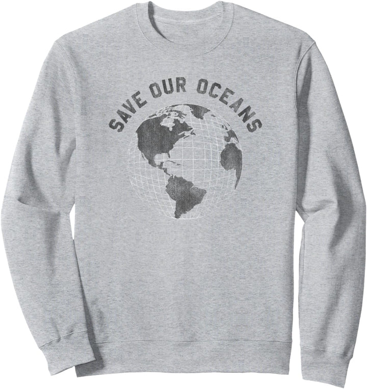Trendy Save Our Oceans Faded Vintage Earth Sweatshirt