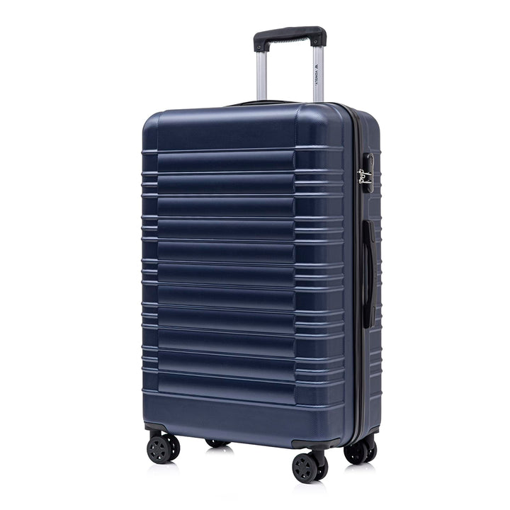 Koffer Suitcase XL Dunkelblau, Trolley Reisekoffer, Rollkoffer Handgepäck mit 4 Rollen 360°, Hartsch