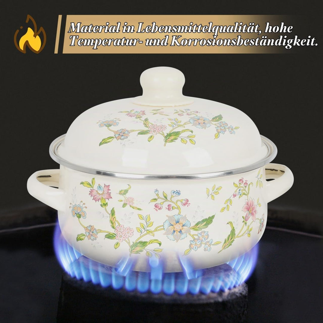 ABOOFAN Emaille-suppentopf Binauraler Eintopftopf Haushaltssuppentopf Flachboden- Suppentopf Emaille