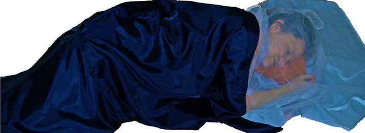 Nomaquito - Ultraleichter Tropenschlafsack mit integriertem LLI-Moskitonetz nachtblau Standard, nach