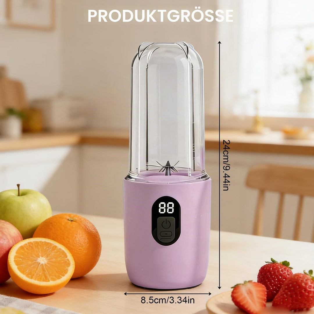 Tragbarer Mixer 500ML, Smoothie Maker to go mit Digitalanzeige &amp; 16-Blatt Klingen Edelstahl, USB Auf