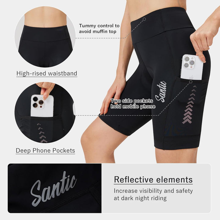 Santic Fahrradhose Damen Gepolstert Kurz Radlerhose Gepolstert Schnelltrockende mit Sitzpolster 3D b